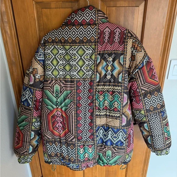 NWT FARM RIO TROPICAL RAUTI METALLIC REVERSIBLE BEADED ZIP, PUFFER JACKET SZ XL - Picture 6 of 8